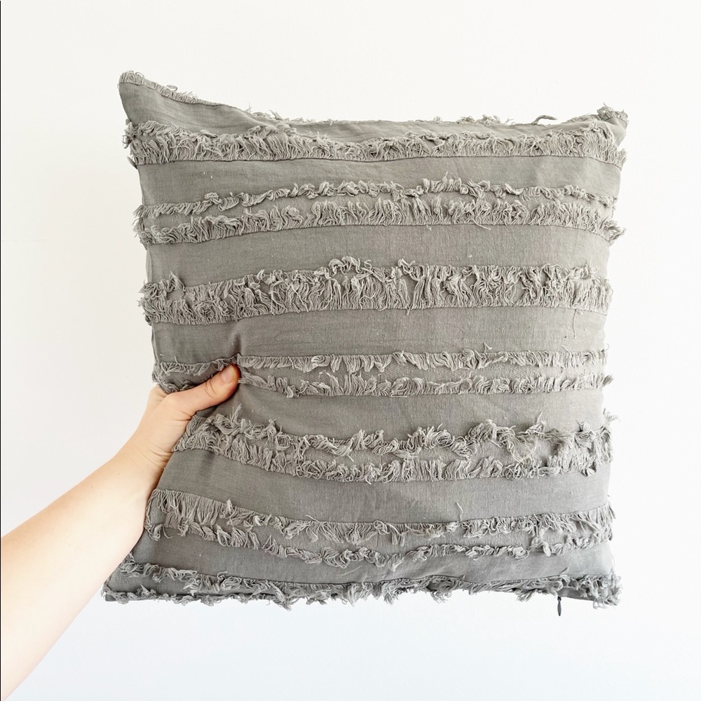 AMAZON | SET OF 3 GRAY FRINGE DESIGN PILLOW ACCENT COVERS